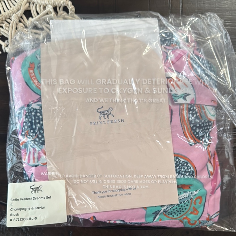 Printfresh Satin PJs- Champagne & Caviar size Small